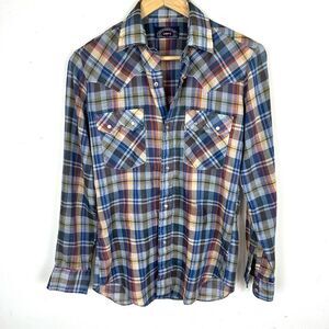 Levi’s Big E VTG Plaid Pearl Snap‎ Shirt Women’s S Read